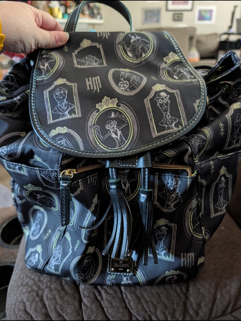 Dooney & Bourke Black Haunted Mansion Print Backpack